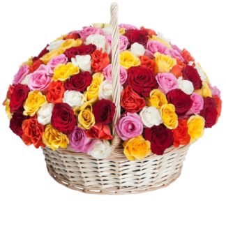 51 colorful roses in the basket | Flower Delivery Rostov-on-Don